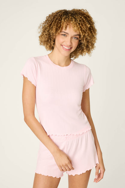 Luxe Leopard Dreams Ballet Pink Short Sleeve Top