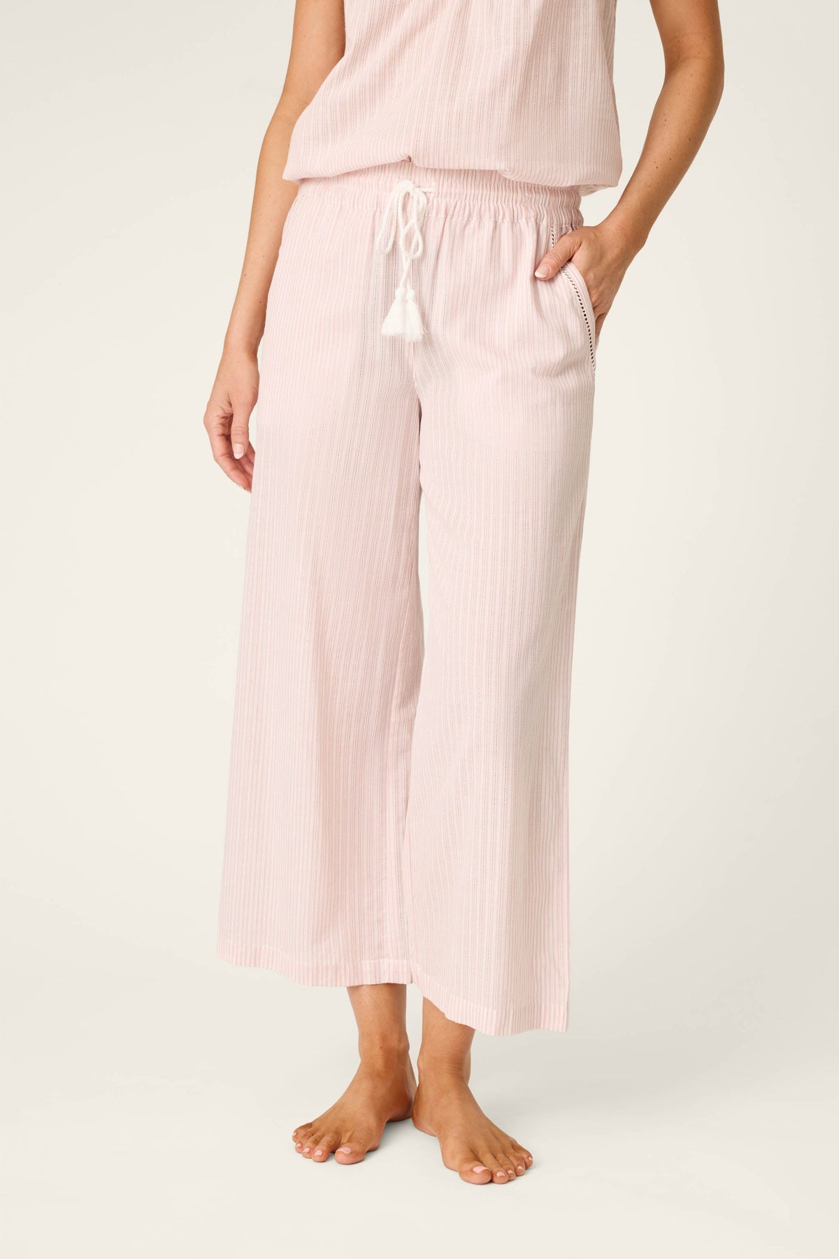 On Cloud Nine Silver Rose Cropped Pants