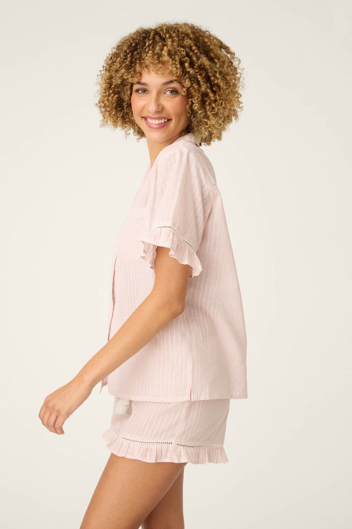 On Cloud Nine Silver Rose Short Sleeve Pajama Top