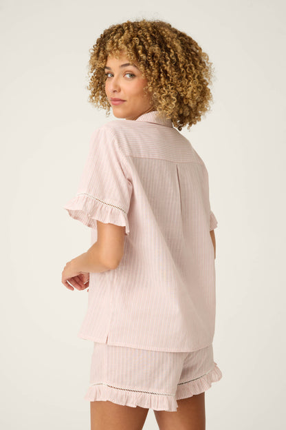 On Cloud Nine Silver Rose Short Sleeve Pajama Top