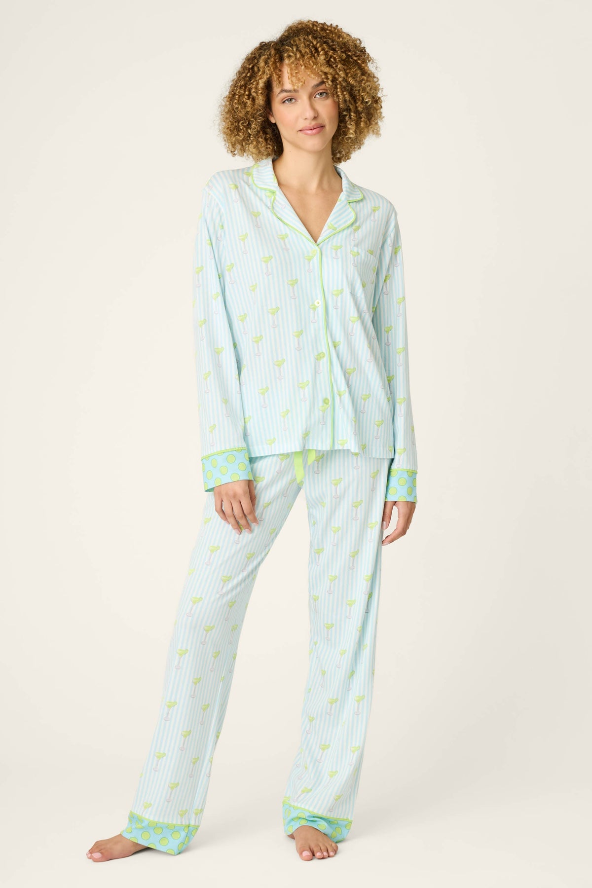 Playful Prints Salty Cadillac Striped Long PJ Set