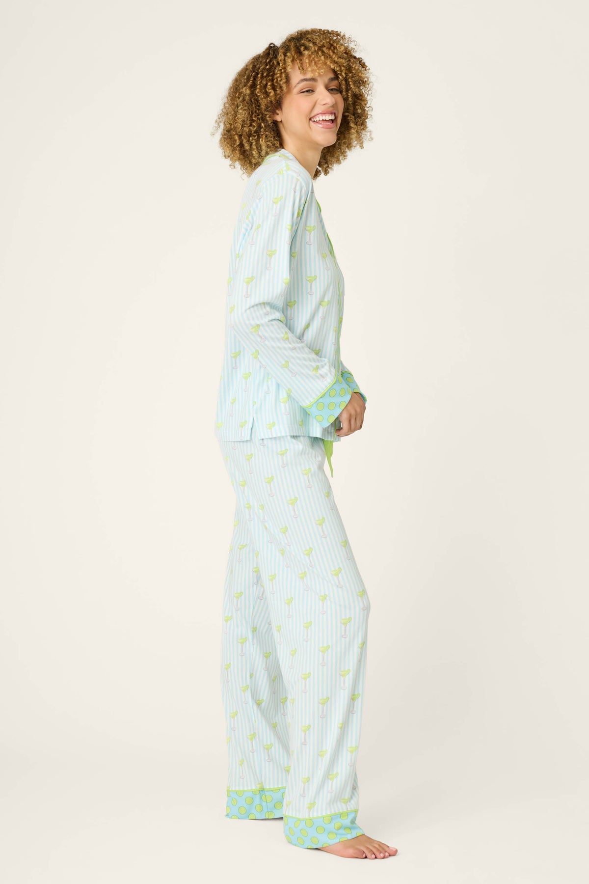 Playful Prints Salty Cadillac Striped Long PJ Set