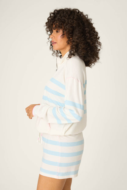 Pupcation Palms Ocean Stripe Half-Zip Pullover Sweater
