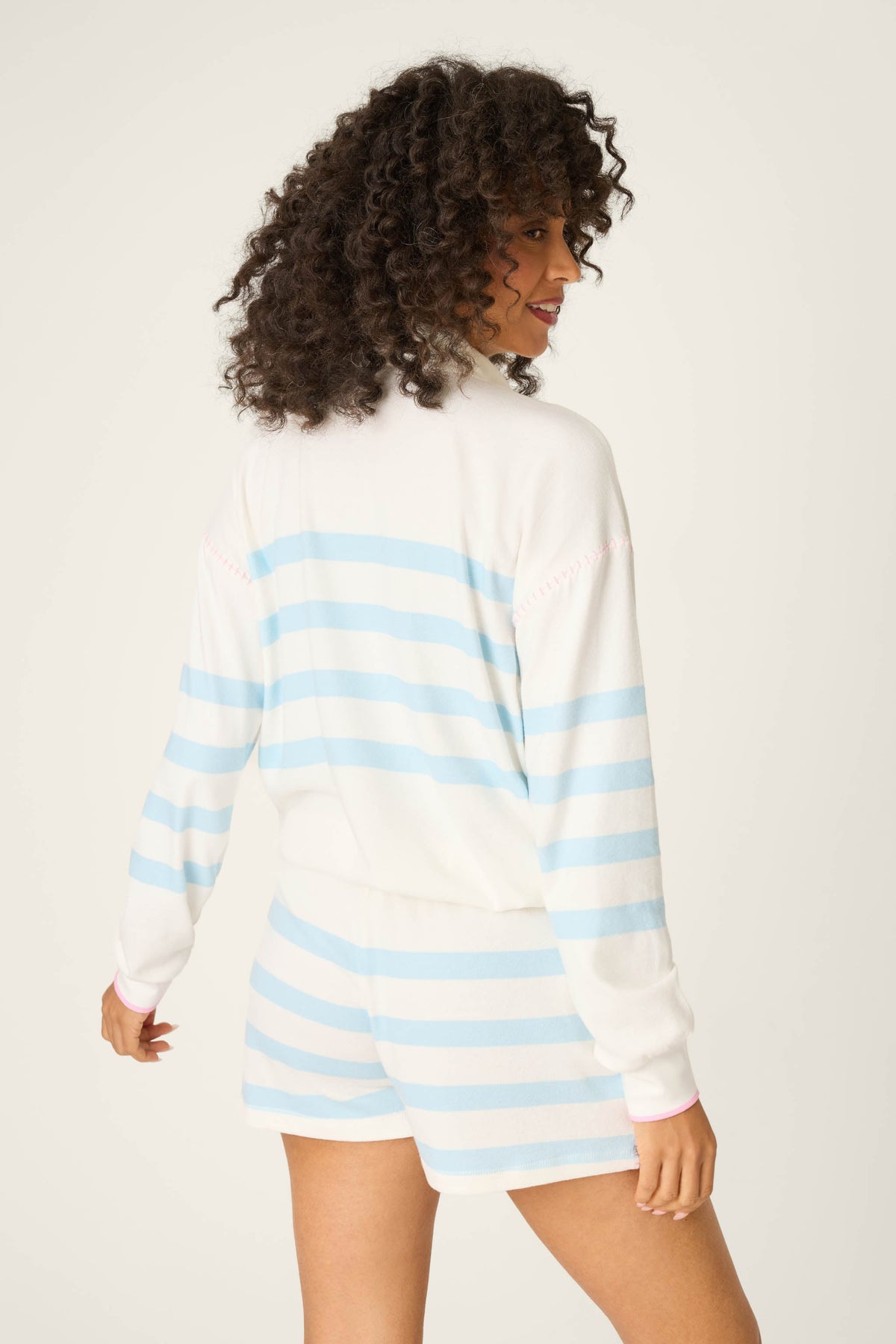 Pupcation Palms Ocean Stripe Half-Zip Pullover Sweater