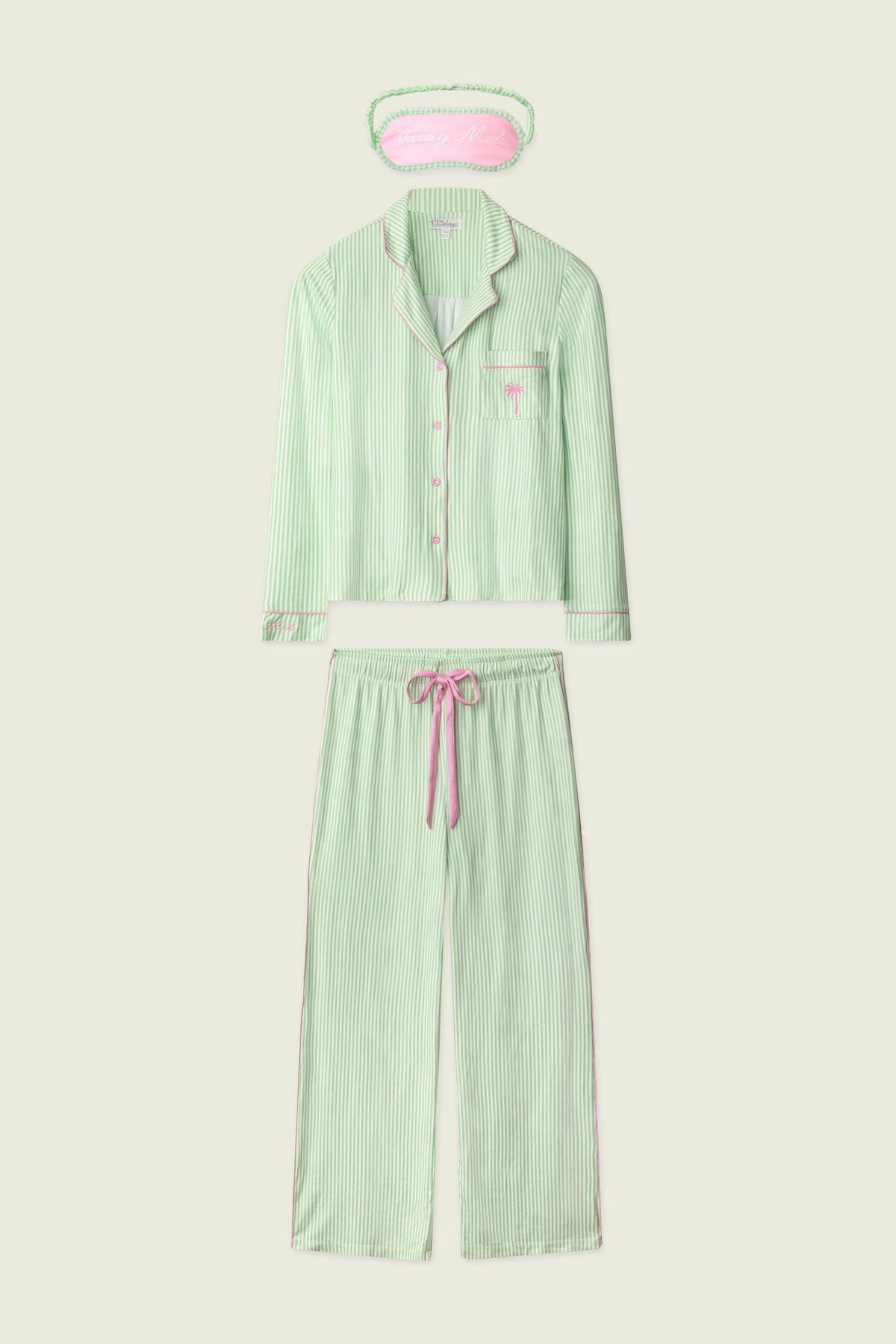 Pupcation Palms Kiwi Stripe 3-Piece PJ Set