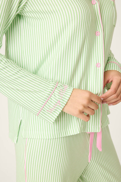 Pupcation Palms Kiwi Stripe 3-Piece PJ Set