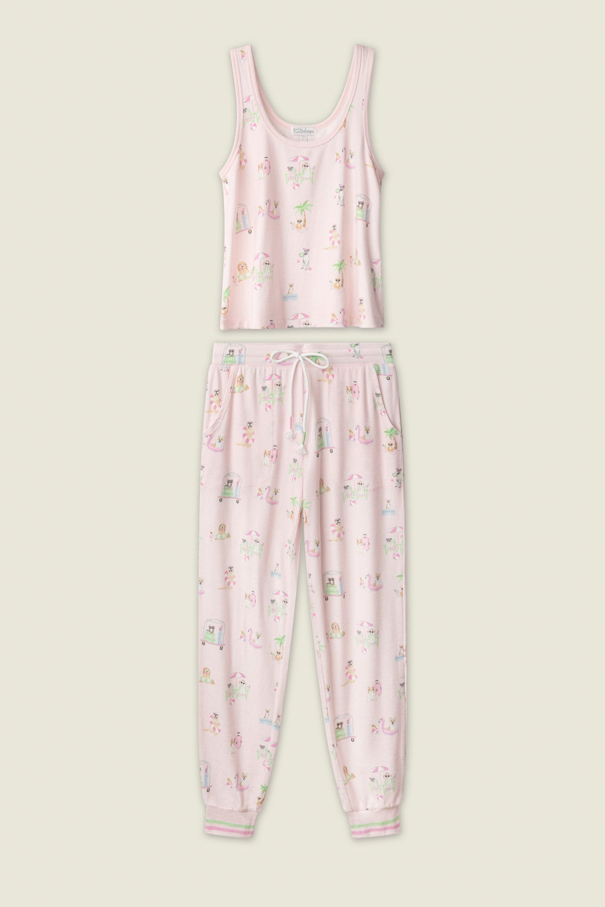 Pupcation Palms Sunnies & Sunshine Long PJ Set