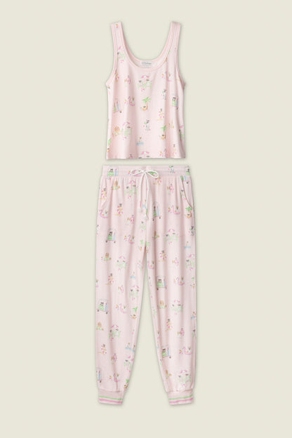 Pupcation Palms Sunnies & Sunshine Long PJ Set