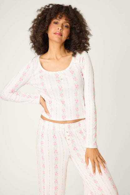 Roses Are Pink Petal Dream Pointelle Long Sleeve Top