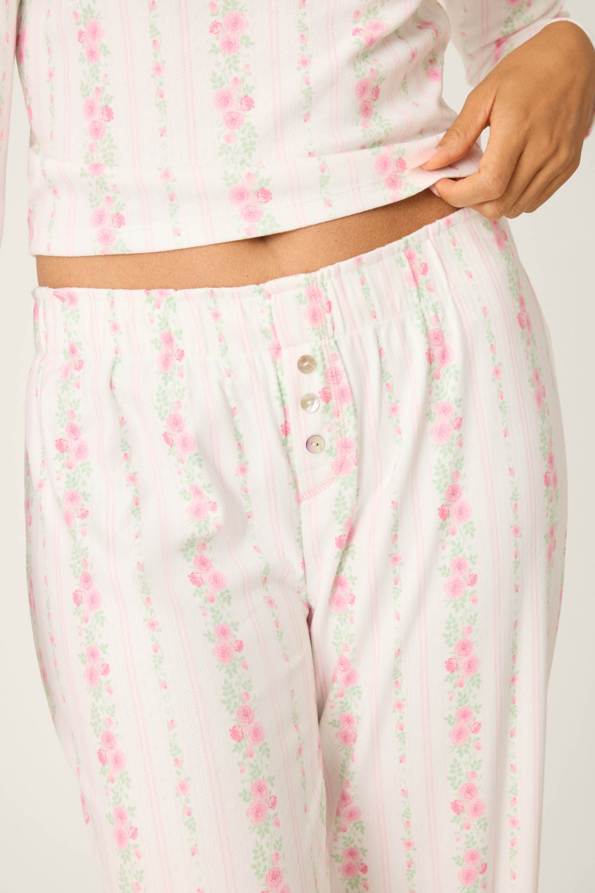 Roses Are Pink Petal Dream Pointelle Open Leg Pants