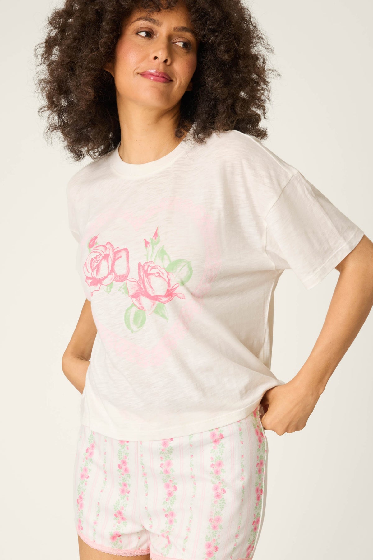 Roses Are Pink Heart Bloom Graphic T-Shirt