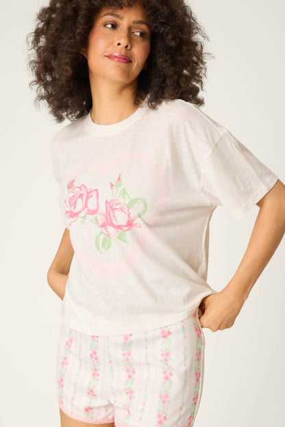 Roses Are Pink Heart Bloom Graphic T-Shirt