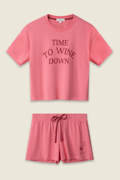 Time to Wine Down Graphic Print Softee Set