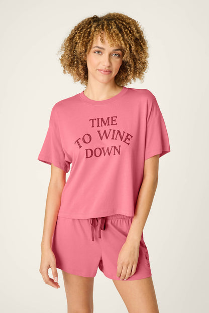 Time to Wine Down Graphic Print Softee Set