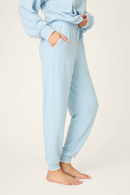 Western Blooms Dream Blue Banded Pants