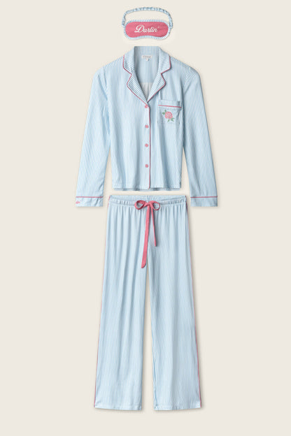 Western Blooms Blue Stripe Darlin 3-Piece PJ Set