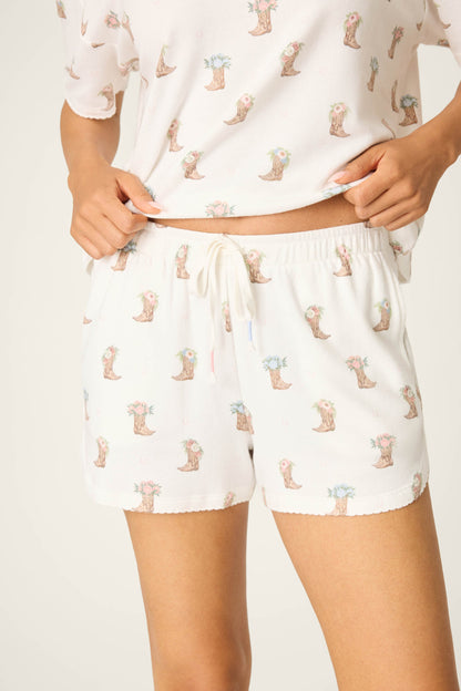 Western Blooms Boot Bouquet Shorts