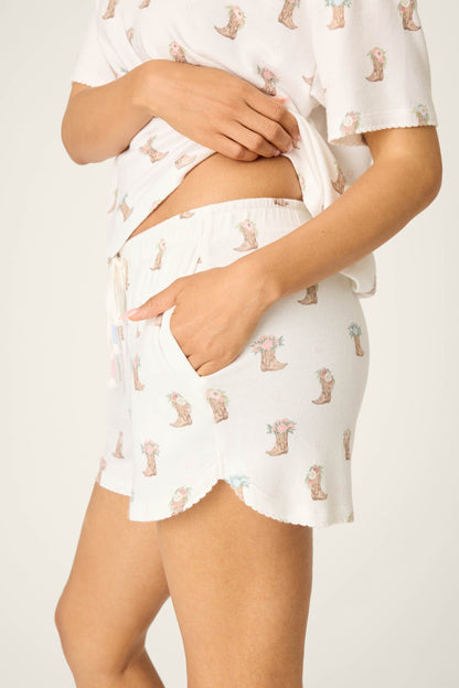 Western Blooms Boot Bouquet Shorts