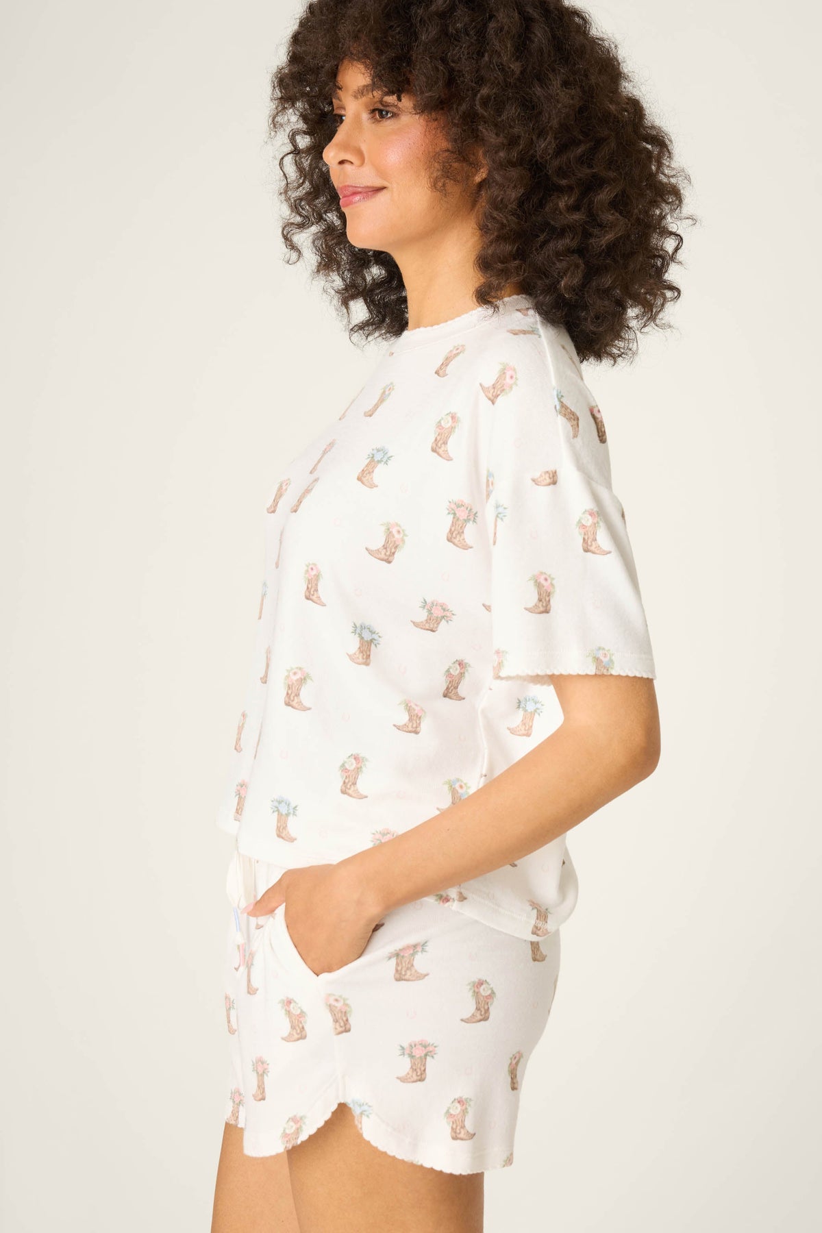 Western Blooms Boot Bouquet Short Sleeve Top