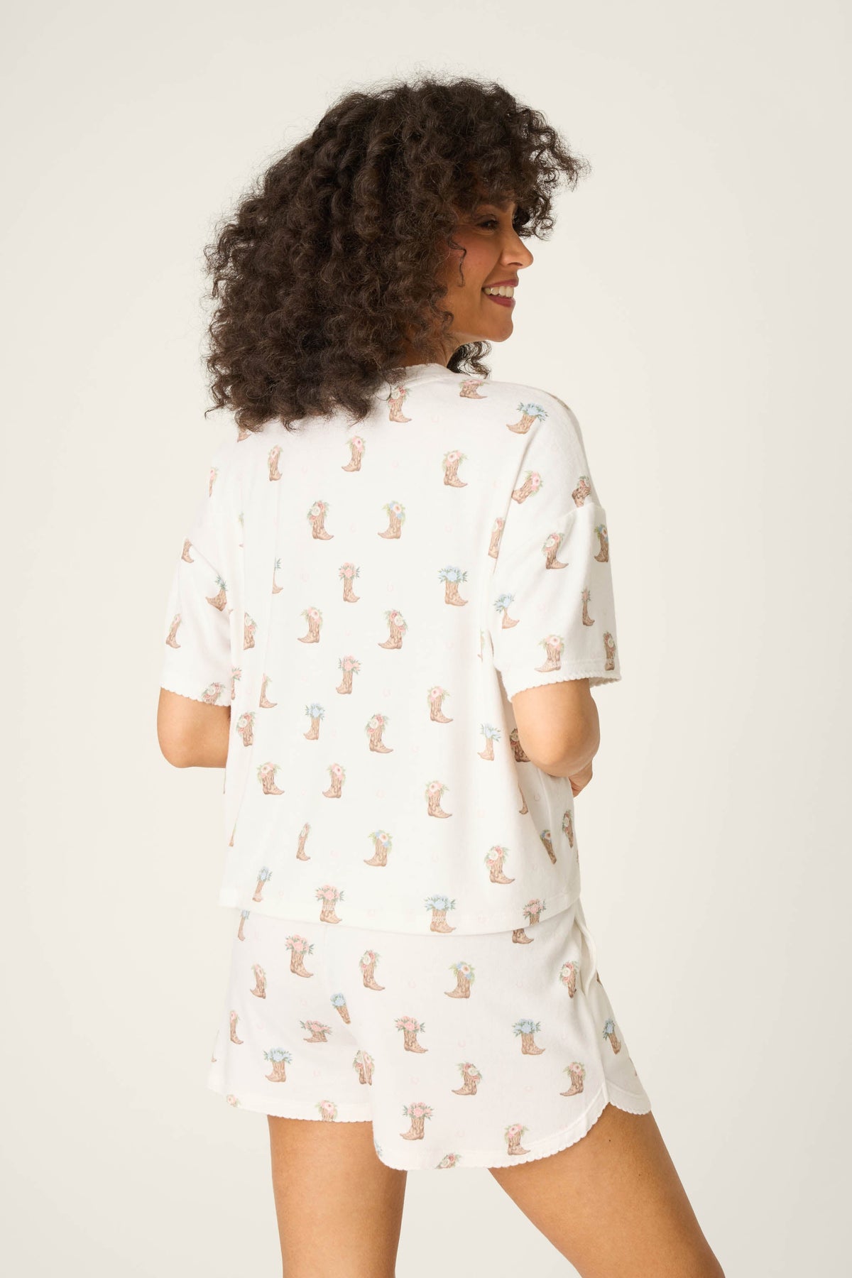 Western Blooms Boot Bouquet Short Sleeve Top