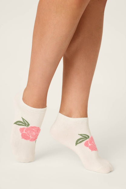 Western Blooms Rose Stripe 3-Pack Ankle Socks