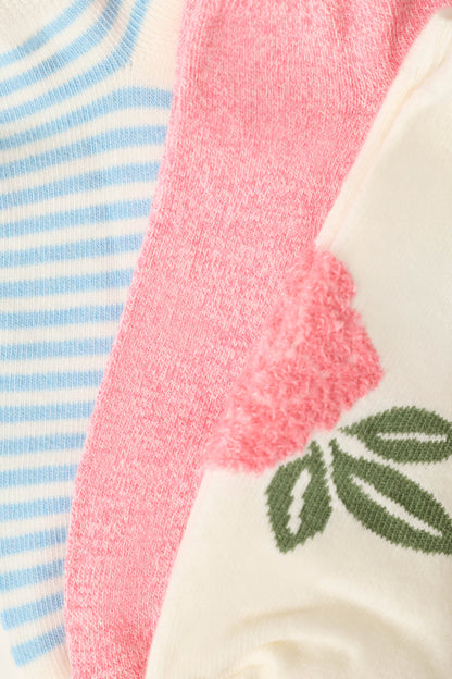 Western Blooms Rose Stripe 3-Pack Ankle Socks