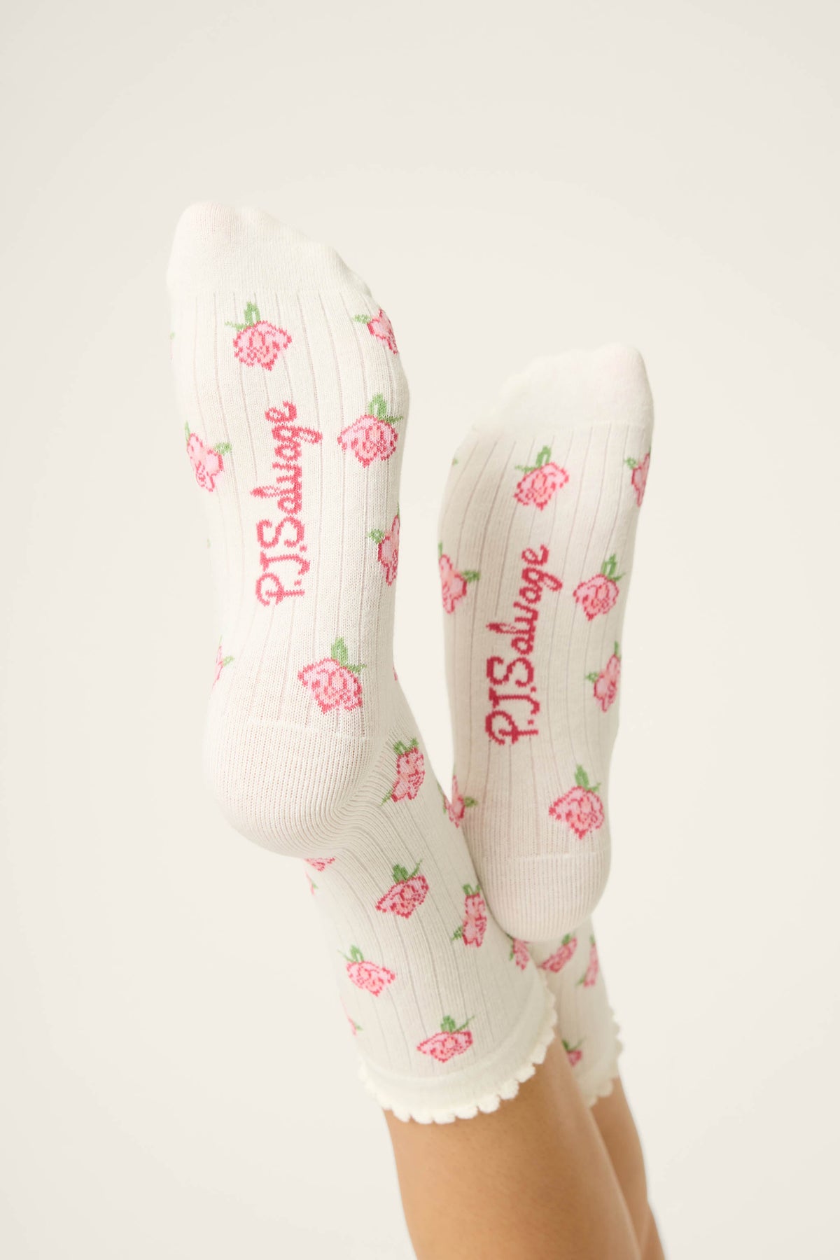 Western Blooms Roses Ribbed Crew Socks