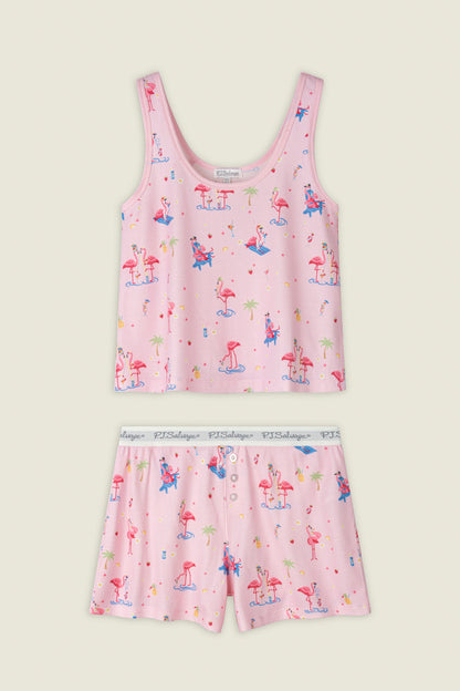 Boyfriend Boxer Tiki Flamingos Short Set