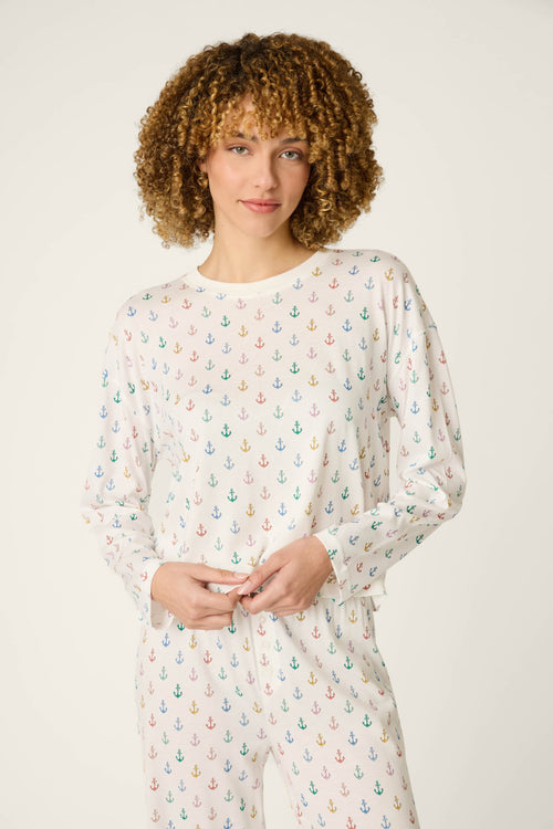Meet Me By The Sea Anchors Aweigh Long Sleeve Top