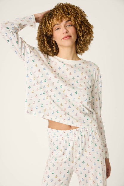 Meet Me By The Sea Anchors Aweigh Long Sleeve Top