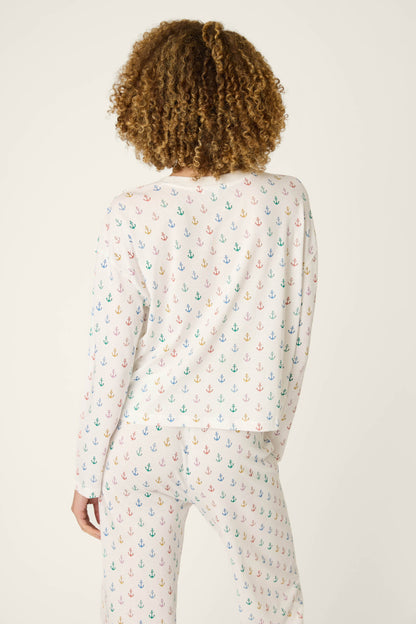 Meet Me By The Sea Anchors Aweigh Long Sleeve Top