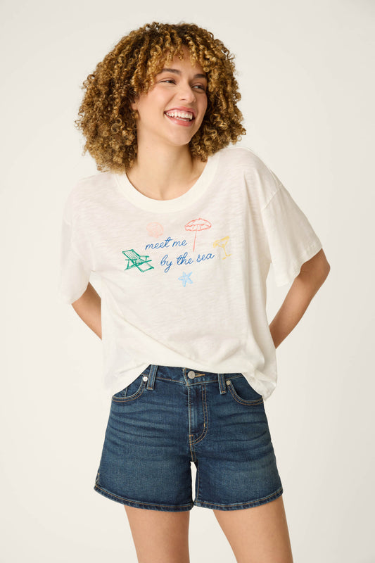 Meet Me By The Sea Graphic Print T-Shirt