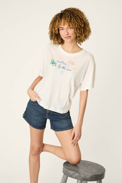 Meet Me By The Sea Graphic Print T-Shirt