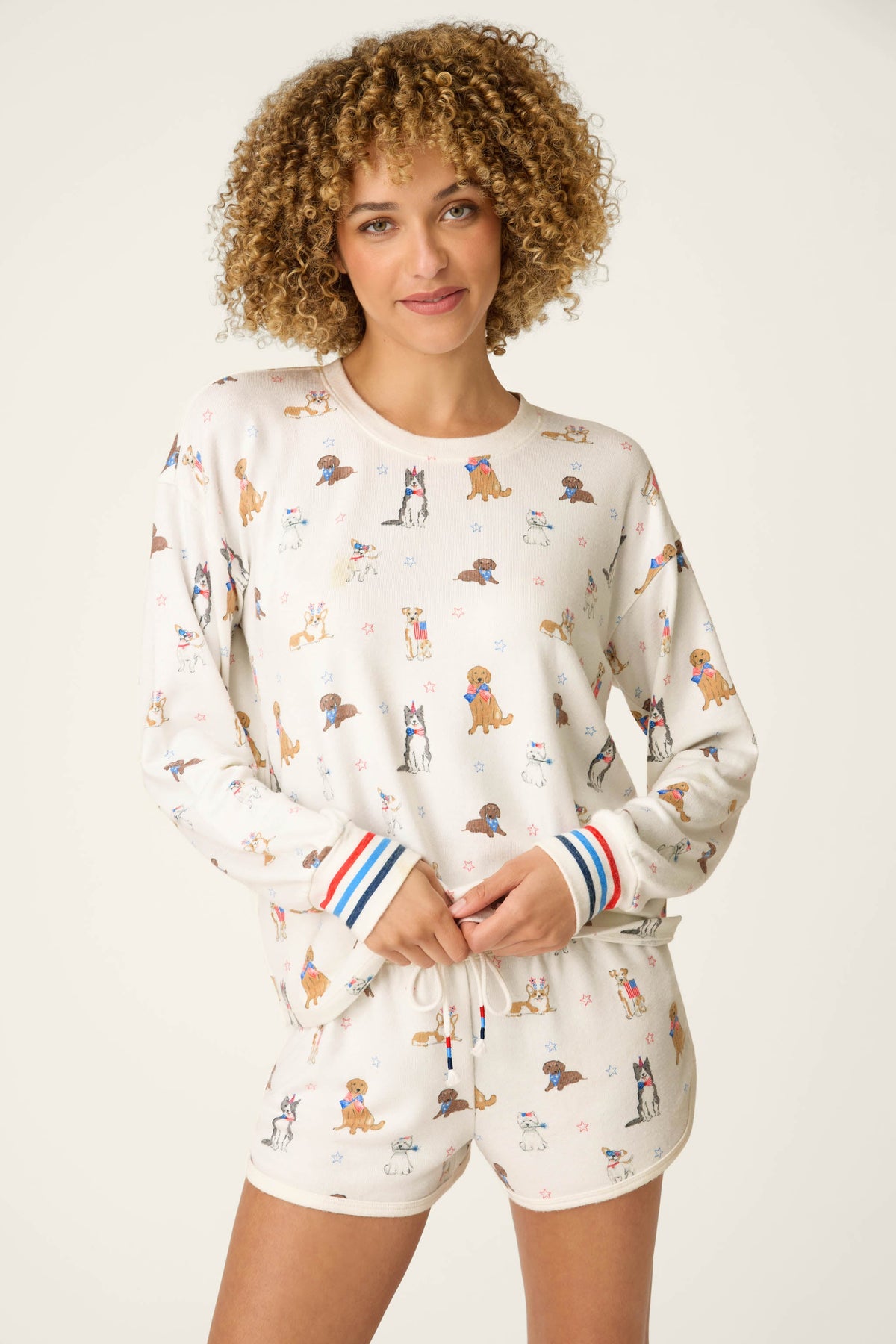 Red, White, & Woof Patriotic Pups Long Sleeve Top