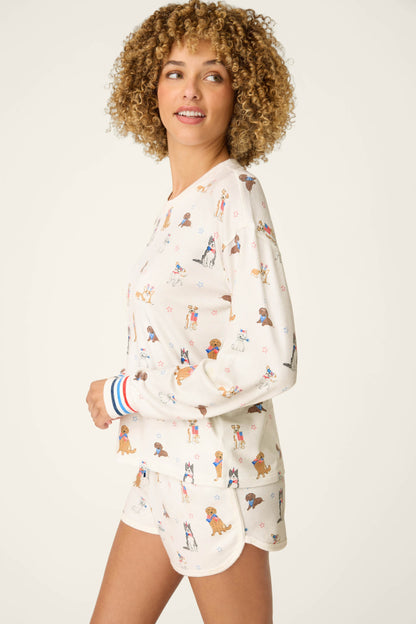 Red, White, & Woof Patriotic Pups Long Sleeve Top