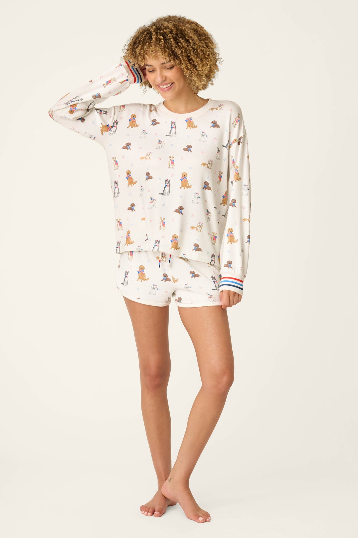 Red, White, & Woof Patriotic Pups Long Sleeve Top