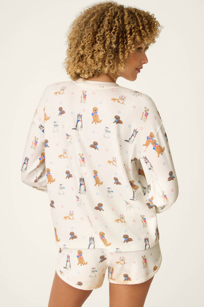 Red, White, & Woof Patriotic Pups Long Sleeve Top