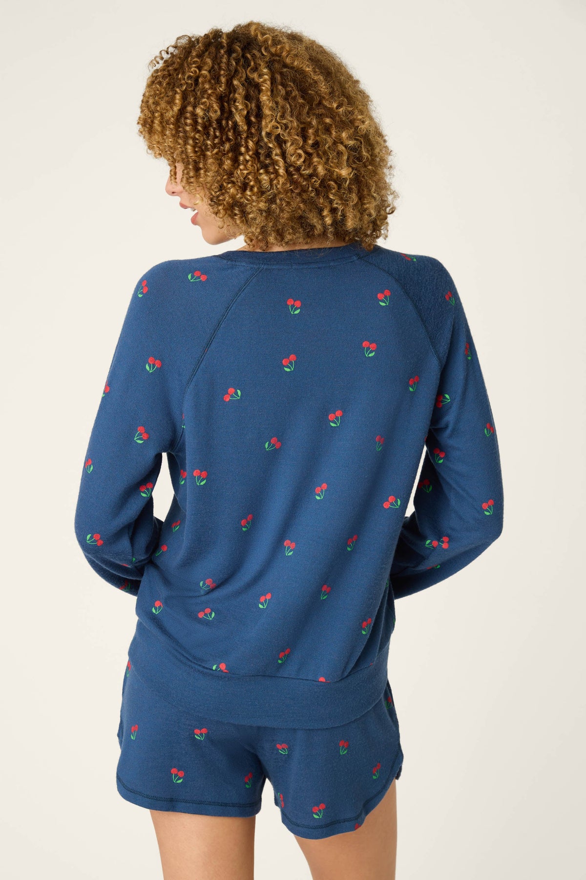 Star Spangled True Navy Cherry Print Long Sleeve Top