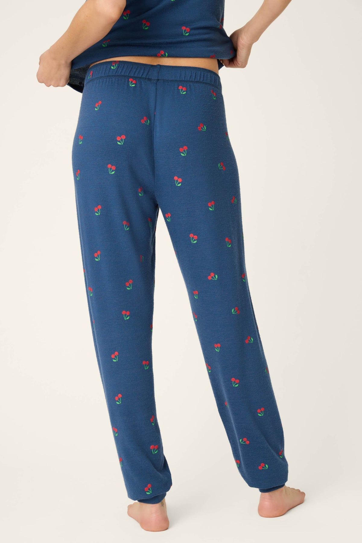Star Spangled True Navy Cherry Print Banded Pants