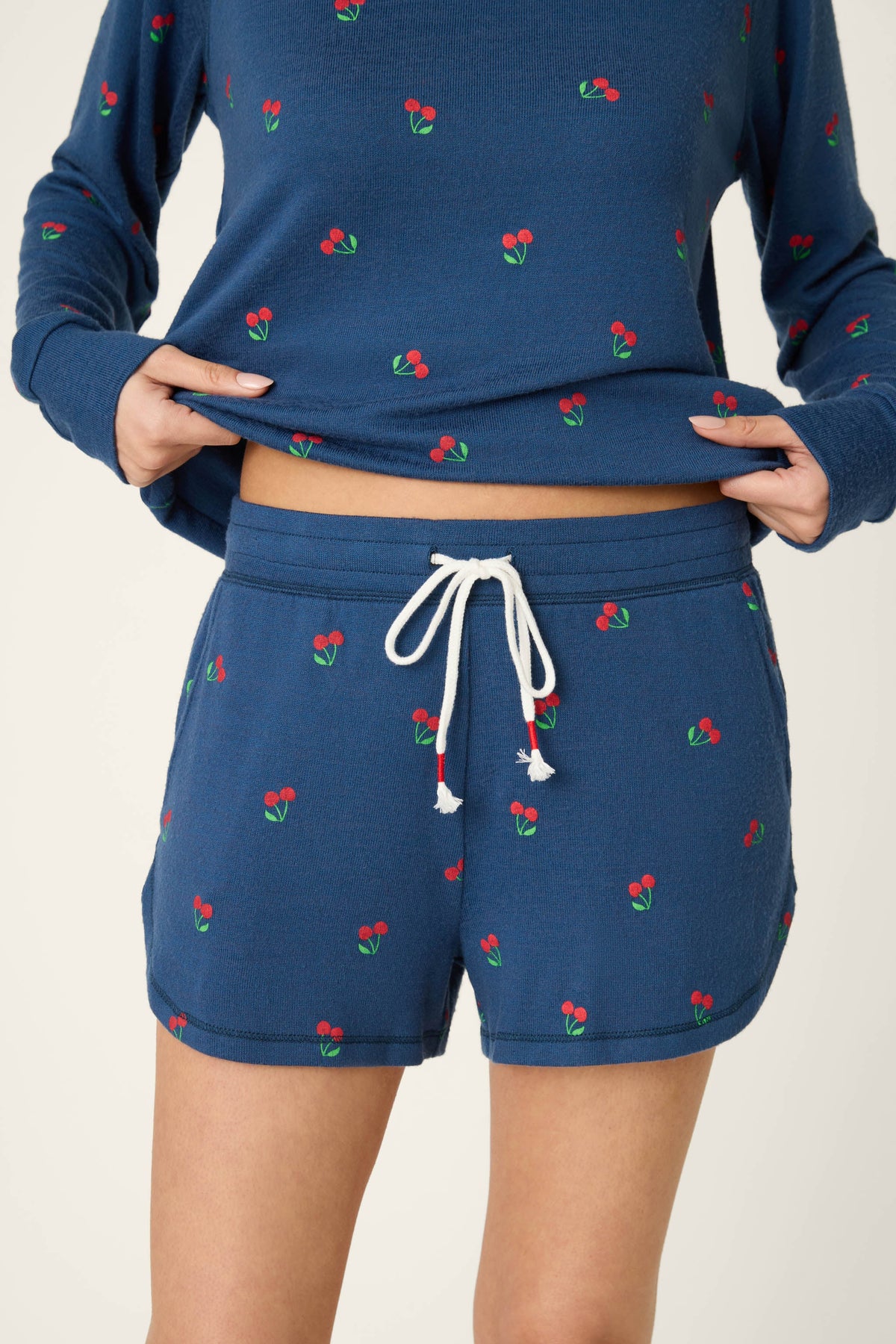 Star Spangled True Navy Cherry Print Sleep Shorts