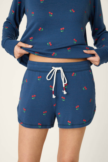 Star Spangled True Navy Cherry Print Sleep Shorts