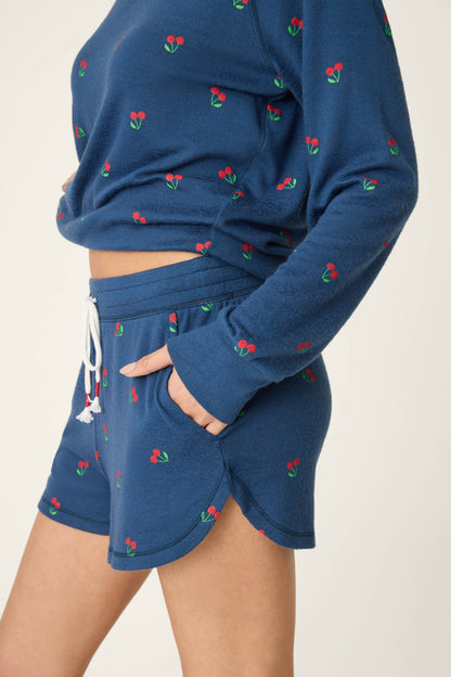Star Spangled True Navy Cherry Print Sleep Shorts