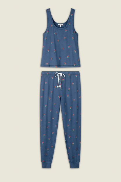 Star Spangled Summer True Navy Cherry Print PJ Set