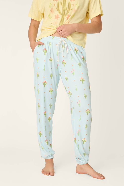 Feelin' Prickly Cactus Blooms Banded Pants