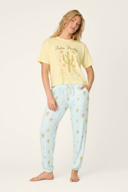 Feelin' Prickly Cactus Blooms Banded Pants