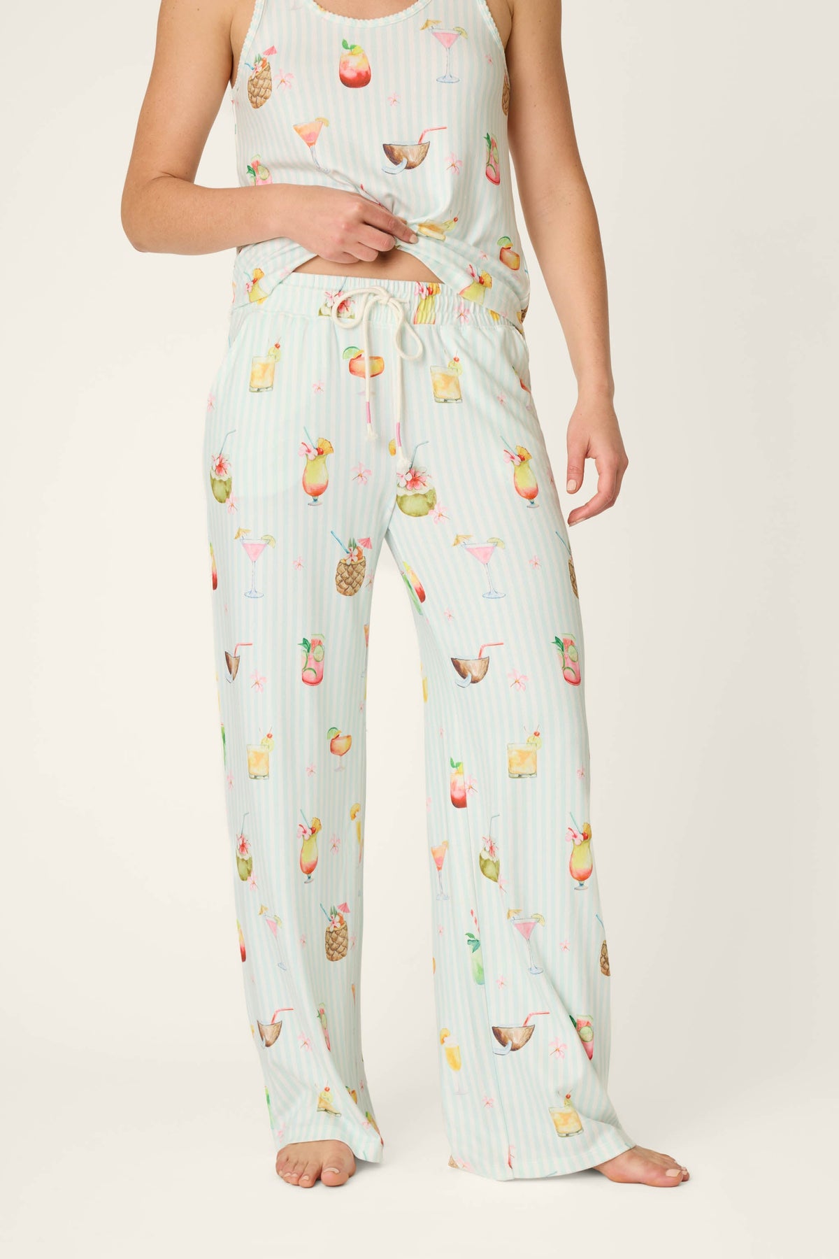 It's Five O'clock Somewhere Cocktail Print Open Leg Pants