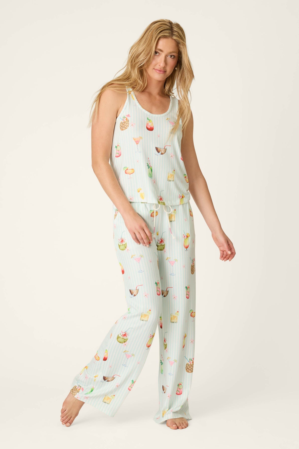 It's Five O'clock Somewhere Cocktail Print Long PJ Set