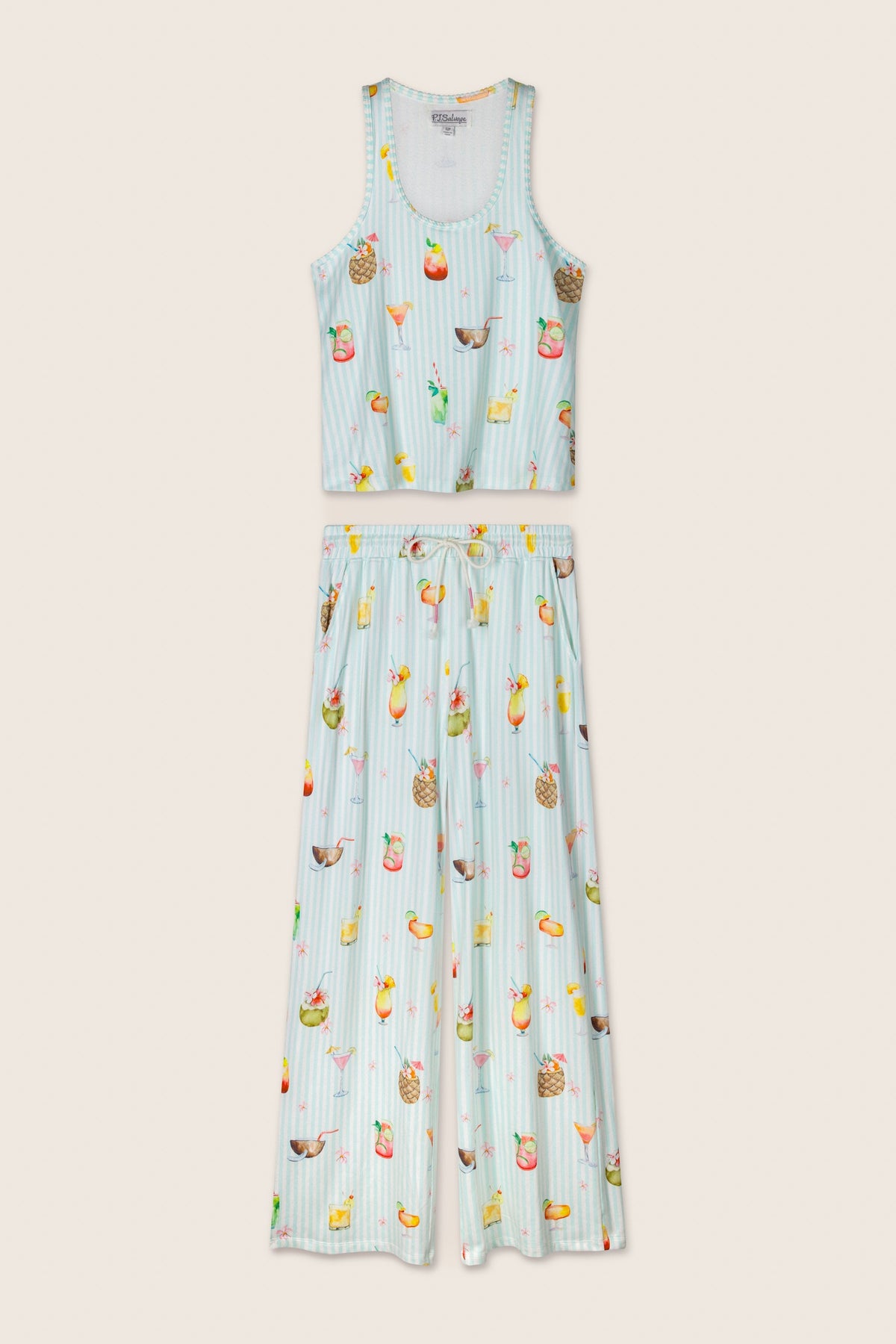 It's Five O'clock Somewhere Cocktail Print Long PJ Set