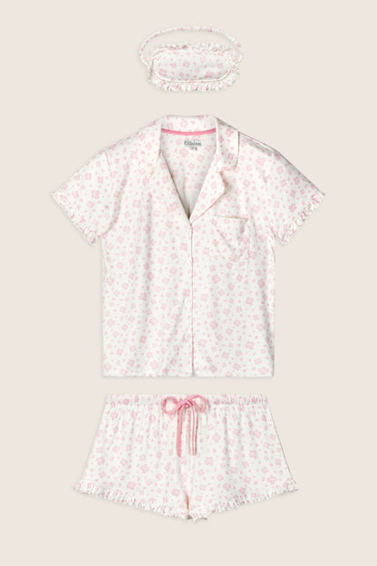 Pretty Petals Sweet Pink Floral Print 3-Piece PJ Set