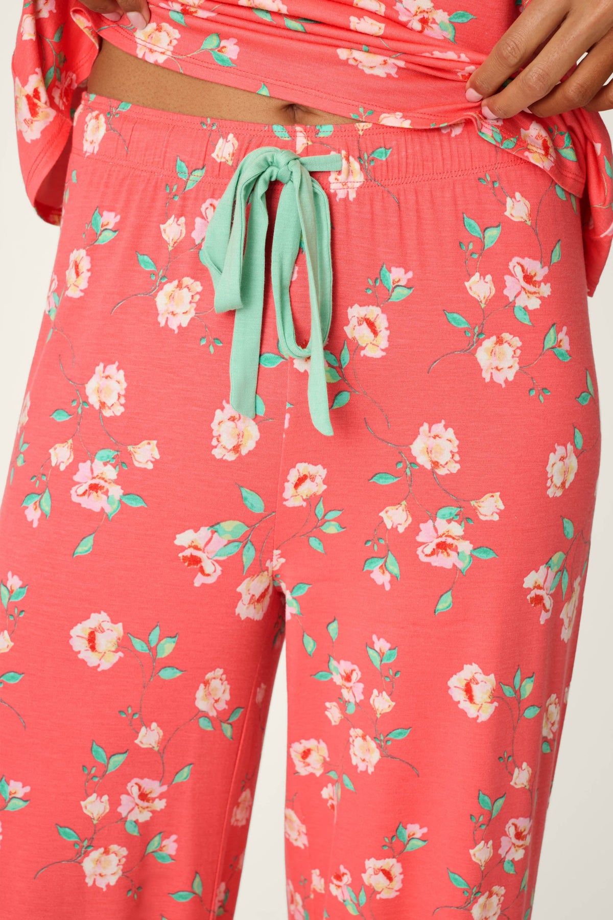 Siesta Dreams Dark Coral Floral Print Pajama Pants
